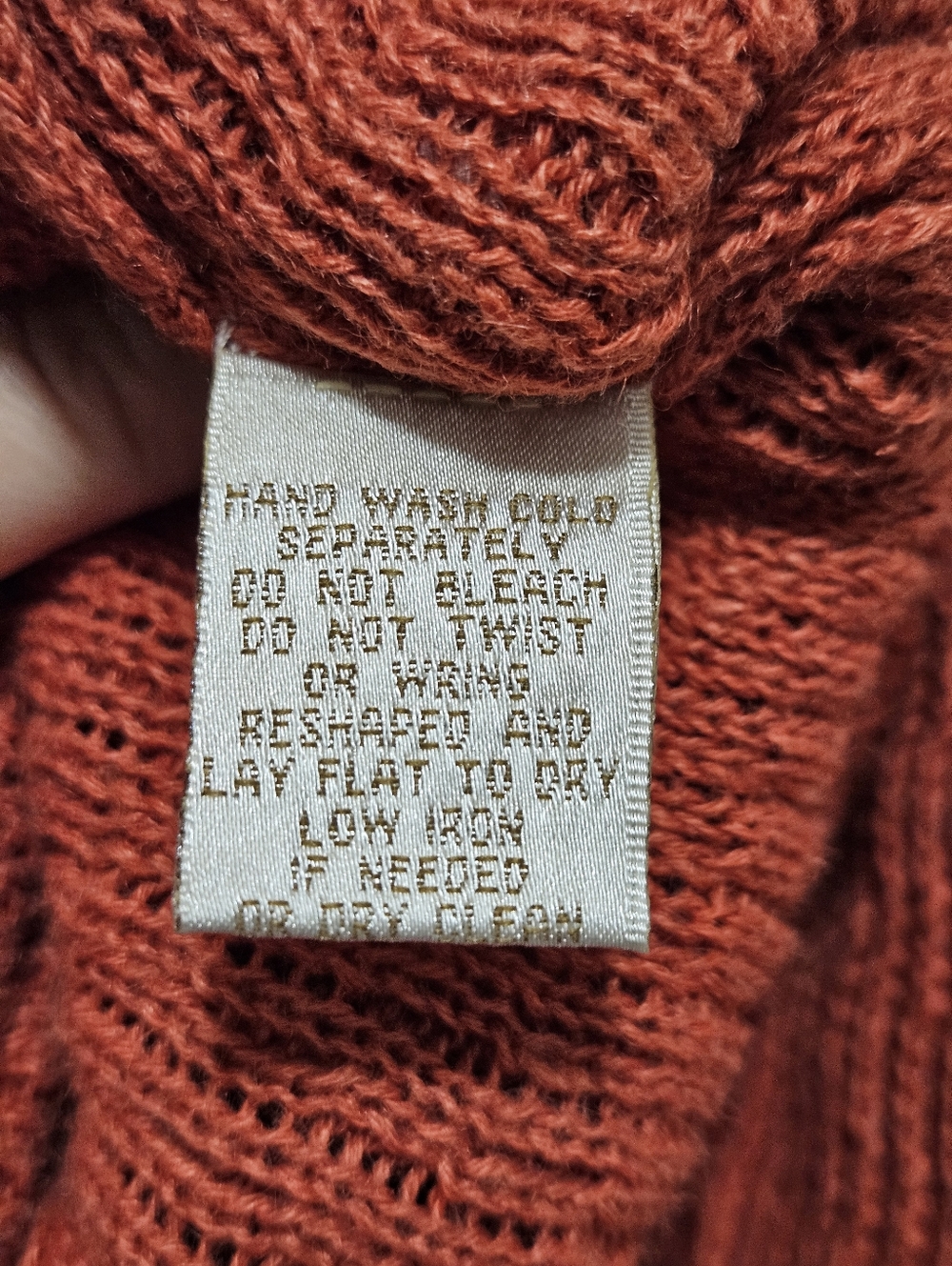 Baxter & Wells XL Ramie Cotton sweater cardigan burnt orange crochet knit button - Picture 11 of 16